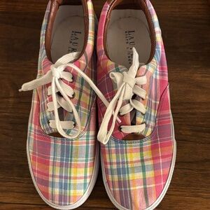 Lauren Ralph Lauren Preppy Pink Plaid sneakers with leather details - 9B